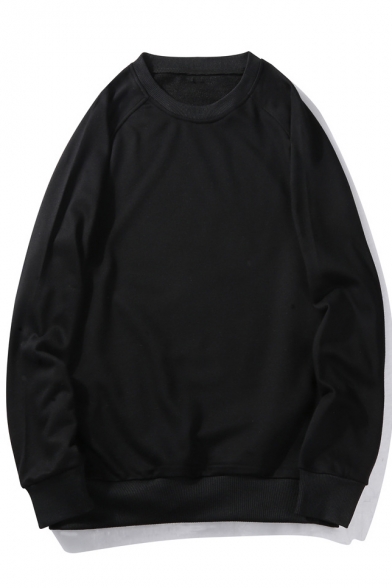 New Stylish Round Neck Long sleeve Simple Plain Unisex Pullover Sweatshirt