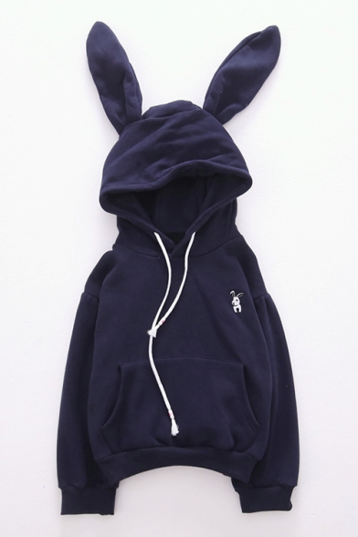 New Fshion Rabbit Embroidered Long Sleeve Hoodie