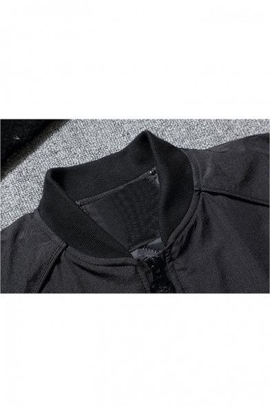 Fashionable Print Long Sleeve Stand-Up Collar Zipper Jacket