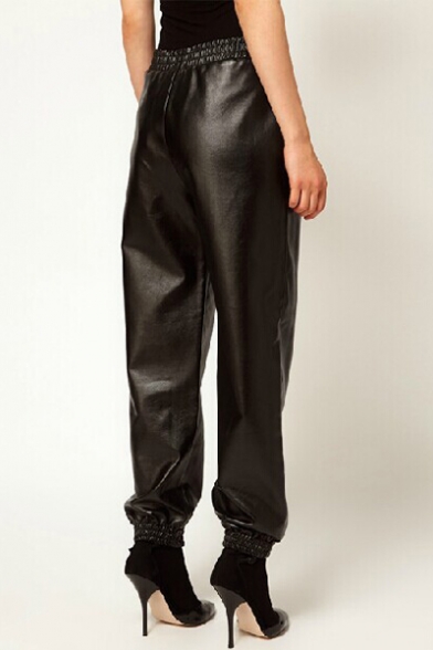 leather loose pants
