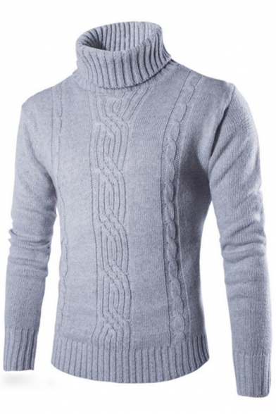 Leisure Simple Plain Turtleneck Long Sleeve Pullover Sweater
