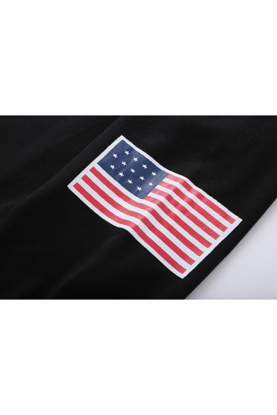 Casual Letter Flag Print Long Sleeve Hoodie