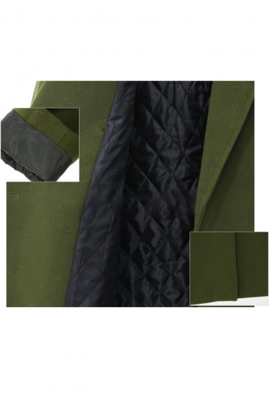 New Stylish Double Breasted Notched Lapel Long Sleeve Plain Tunic Coat