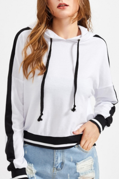 

New Fashion Color Block Striped Long Sleeve Hoodie, LC455293