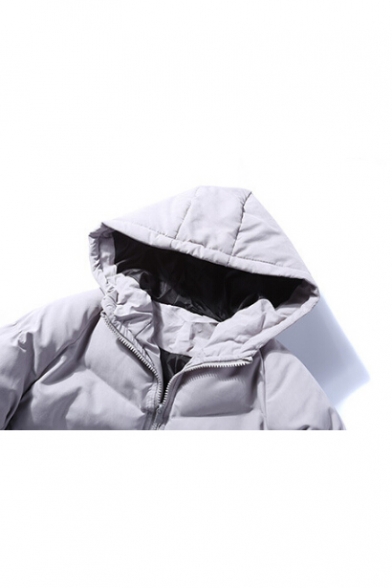 New Stylish Plain Long Sleeve Zipper Unisex Hooded Padded Coat