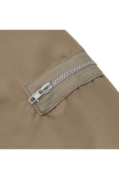 New Stylish Stand-Up Collar Long Sleeve Simple Plain Zipper jacket