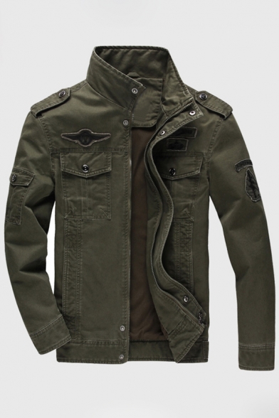 New Stylish Stand-Up Collar Long Sleeve Zipper Jacket