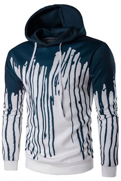 Stylish Splash-Ink Contrast Long Sleeves Pullover Hoodie
