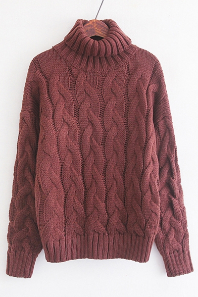 Hot Popular Simple Plain Turtleneck Long Sleeve Pullvoer Sweater