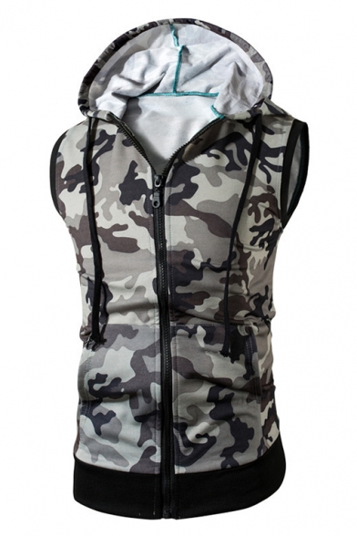 sleeveless camo hoodie