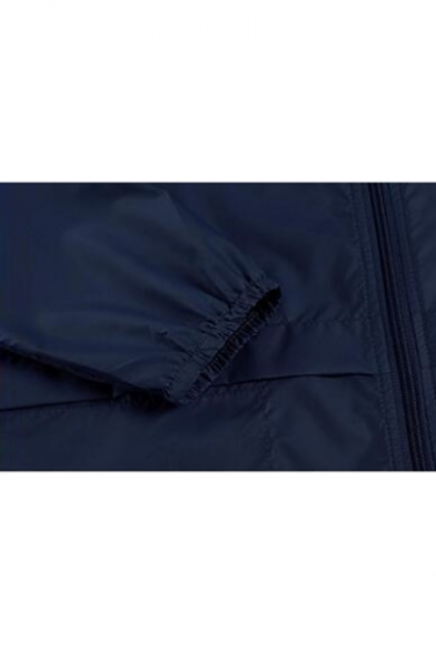 Simple Plain Zip Placket Long Sleeve Waterproof Raincoat