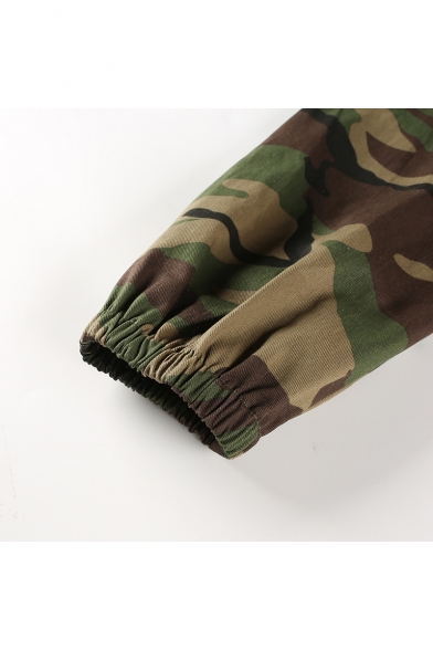 Fashion Camouflage Lip Pattern Long Sleeve Single Breasted Jacket