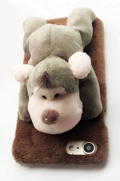 Lovely 3D Donkey Giraffe Monkey Sheep Embellished Furry iPhone Android Phone Case