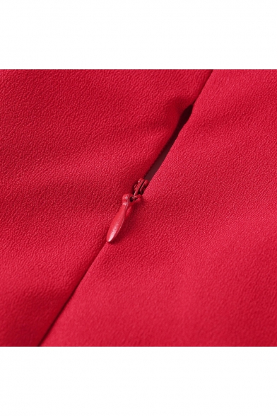 New Fashion Simple Plain V-Neck Notched Lapel Long Sleeve Wrap Mini Dress