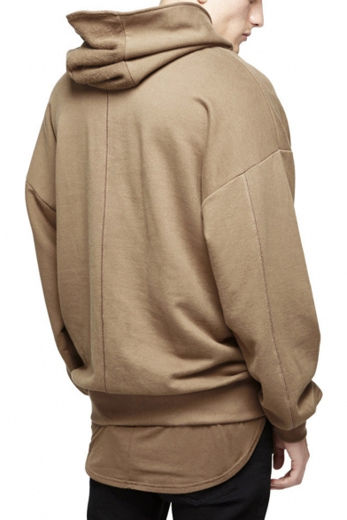 New Simple Long Sleeve Pocket Front Pullover Hoodie