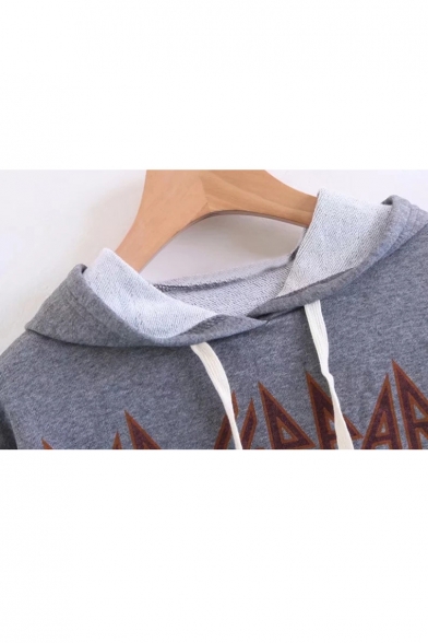 New Stylish Long Sleeve Graphic Pullover Crop Hoodie
