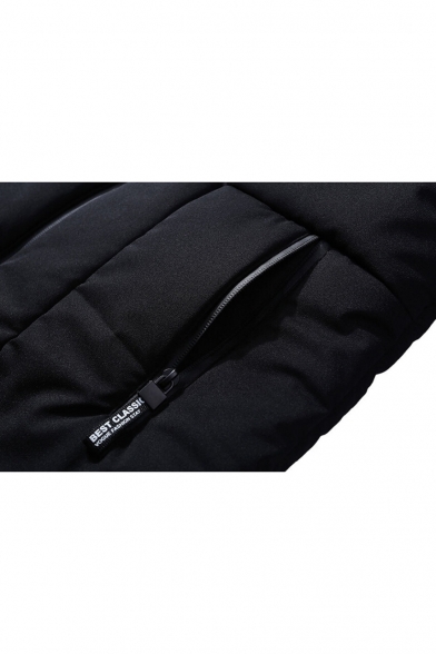Fashion Stand-Up Collar Long Sleeve Plain Zipper Unisex Padded Coat