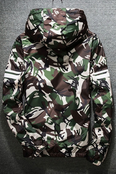 New Fashion Camouflage Pattern Zip Up Long Sleeve Coat