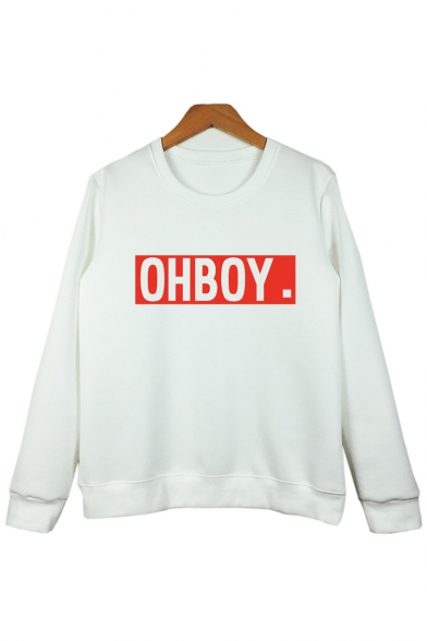 New Fashion Letter Pront Round Neck Long Sleeve Pullover Sweatshirt