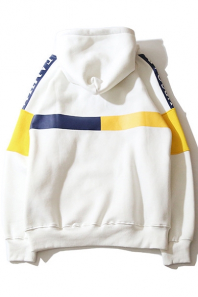 New Fashion Color Block Letter Print Long Sleeve Hoodie