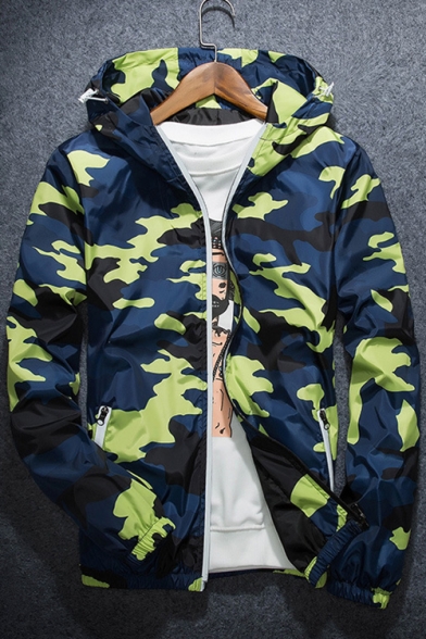 New Fashion Leisure Camouflage Pattern Zip Up Long Sleeve Coat