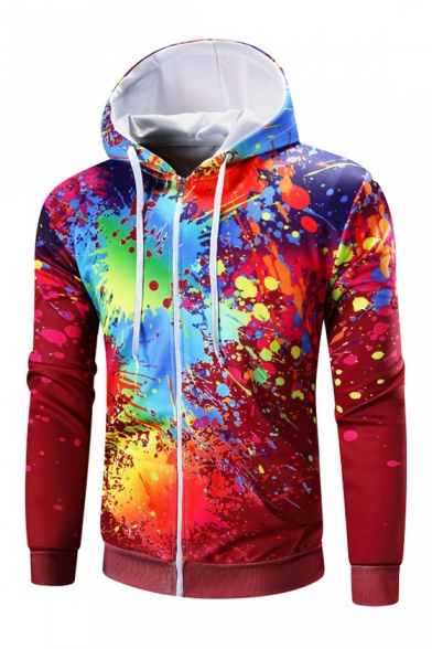 New Fashion Leisure Graphic Pattern Zip Up Long Sleeve Hoodie