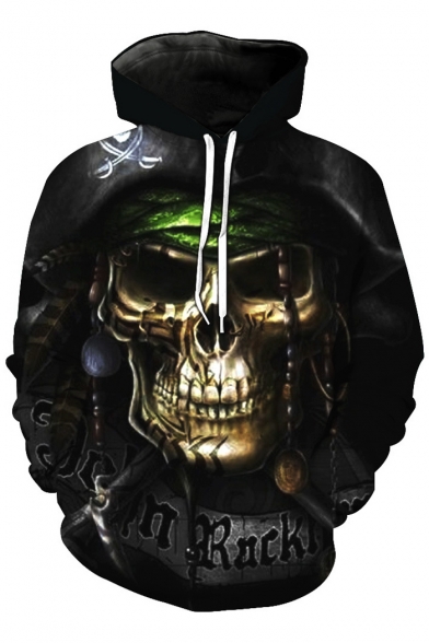 New Fashion Skull Pirate Print Long Sleeve Hoodie