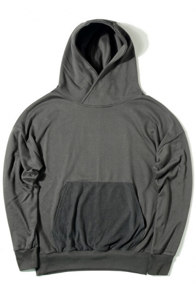 New Simple Long Sleeve Pocket Front Pullover Hoodie