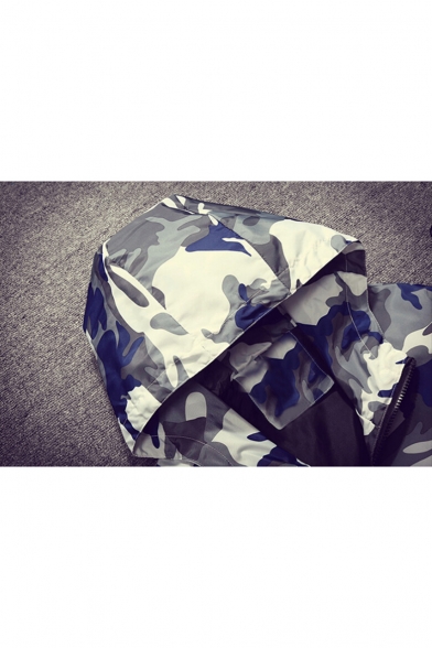 New Trendy Camouflage Pattern Hooded Long Sleeve Zip Up Unisex Coat