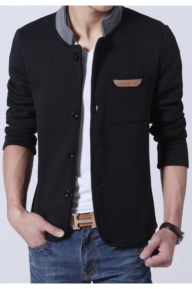 New Stylish Stand-UP Collar Long Sleeve Zipper Jacket