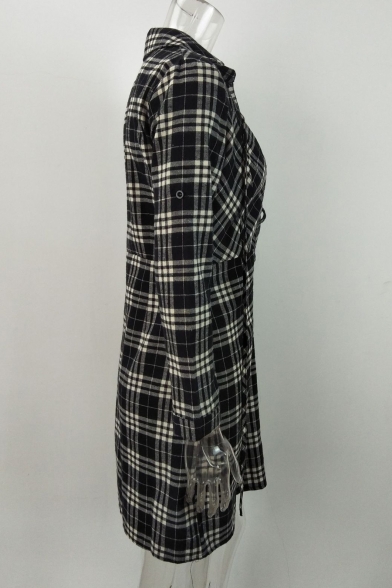 Sexy Crisscross V-Neck Split Side Long Sleee Shirt Mini Dress