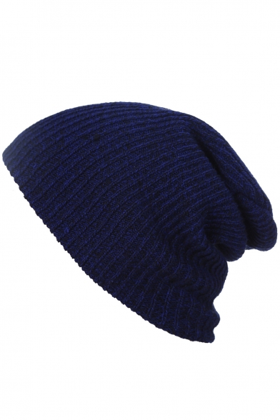 Winter's Warm Simple Plain Ribbed Kintted Hat