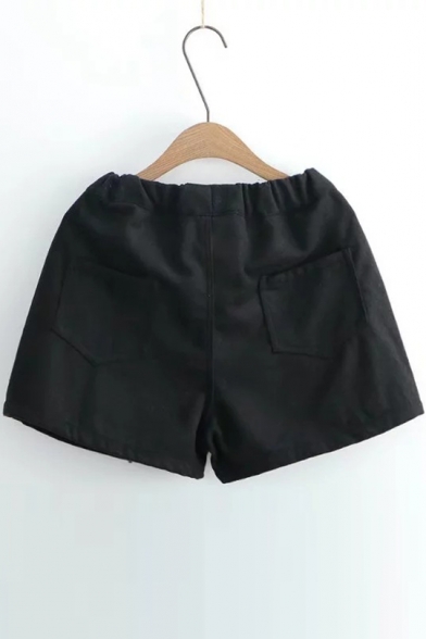 New Fashion Bow Embroidered Elastic Waist Shorts