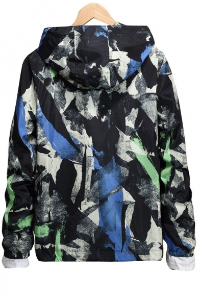 New Fashion Camouflage Pattern Hooded Zip Up Long Sleeve Coat