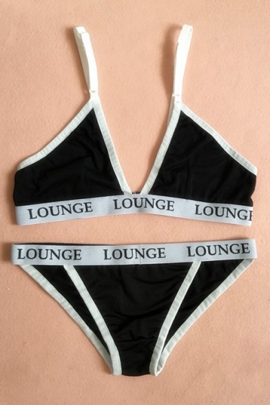 New Fashion Sexy Letter Print Bralet with Elastic Waist Briefs