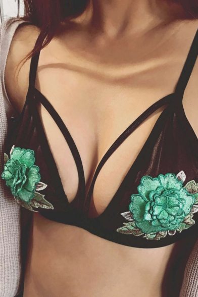 New Stylish Embroidery Floral Pattern Strap Sexy Cami Bralet