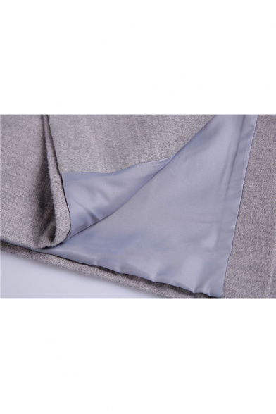 New Stylish Notched Lapel Long Sleeve Plain Bow Tie Waist Tunic Coat