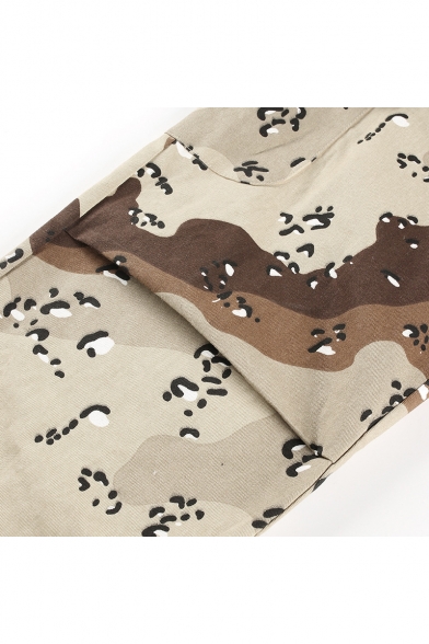 Color Block Camouflage Pattern High Waist Harem Pants