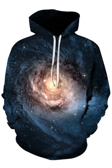 Cool Galaxy Pattern Long Sleeves Pullover Hoodie with Pocket