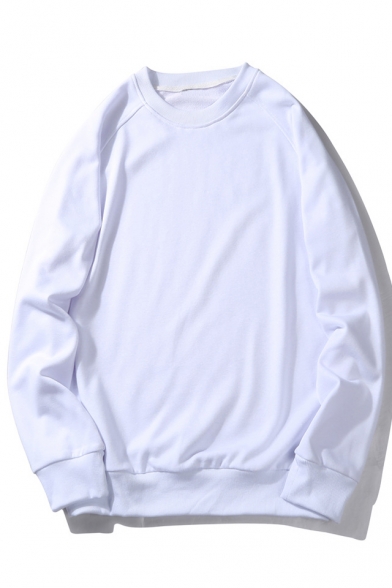 New Stylish Round Neck Long sleeve Simple Plain Unisex Pullover Sweatshirt