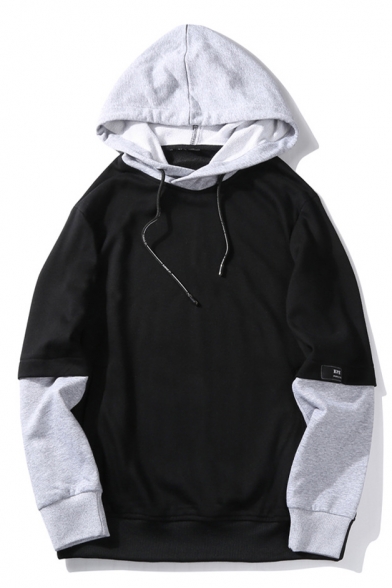 Oversized Faux Layer Hoodie With Tab