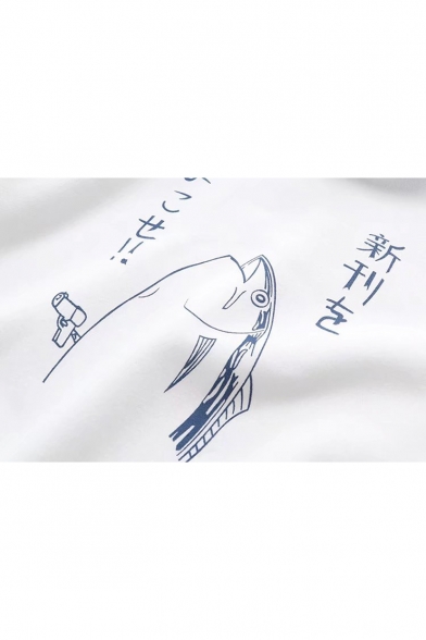 Color Block Cartoon Ptint Striped Japanese Long Sleeve Hoodie