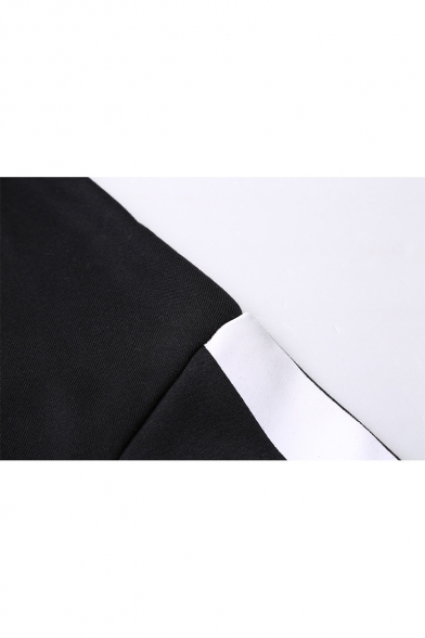 Fashionable Color Block Print Long Sleeve Drawstring Hood Unisex Hoodie