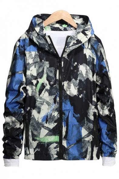 New Fashion Camouflage Pattern Hooded Zip Up Long Sleeve Coat