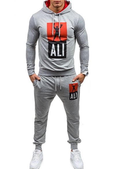 Sportive Hooded Long Sleeves Printed Slim-Fit Legs Co-ords