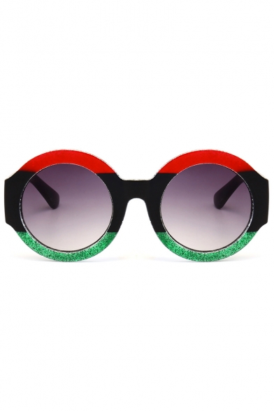 Trendy Colorful Sequined Round Spectacles