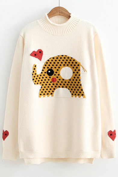 Lovely Cartoon Pattern Long Sleeve Pullover Sweater