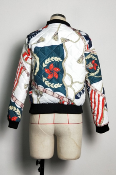 New Fashion Graphic Pattern Long Sleeve Quilted Baseball Jacket