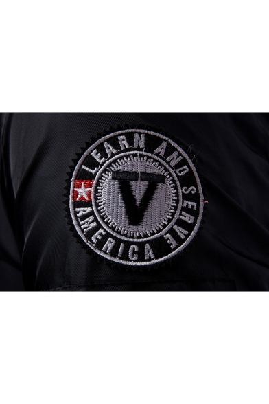 New Arrival Stand-up Collar Zippered Long Sleeve Letter Embroidery Bomber Jacket