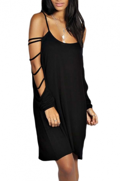 New Stylish Strappy Sleeve Simple Plain Cami Dress